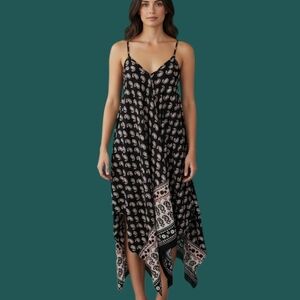 MAGIC 1990s Paisley Assymetric Sharkbite Spaghetti Strap Festival Slip Dress